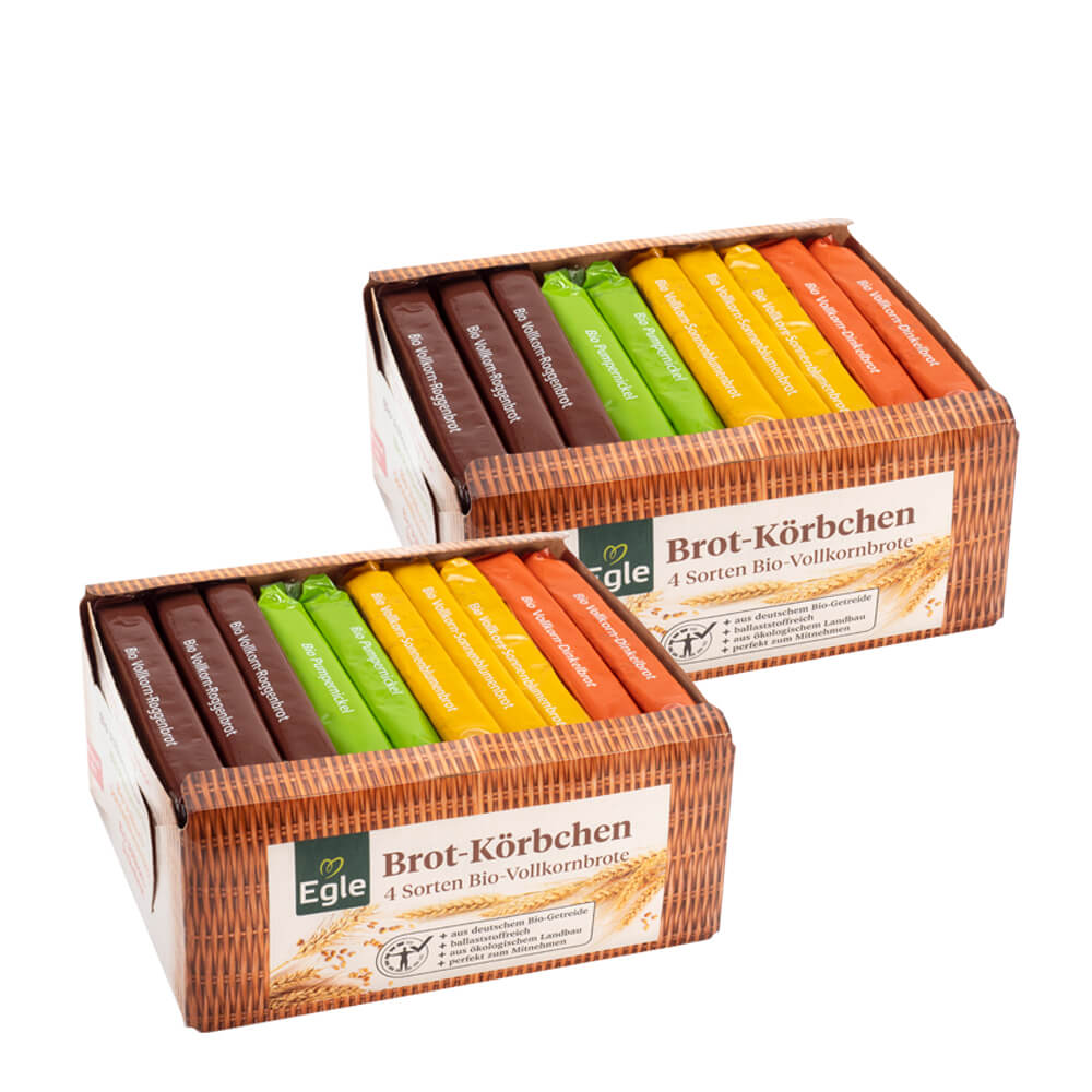 Bio Brotkörbchen mit 4 Vollkorn-Brotsorten 2 x 500 g