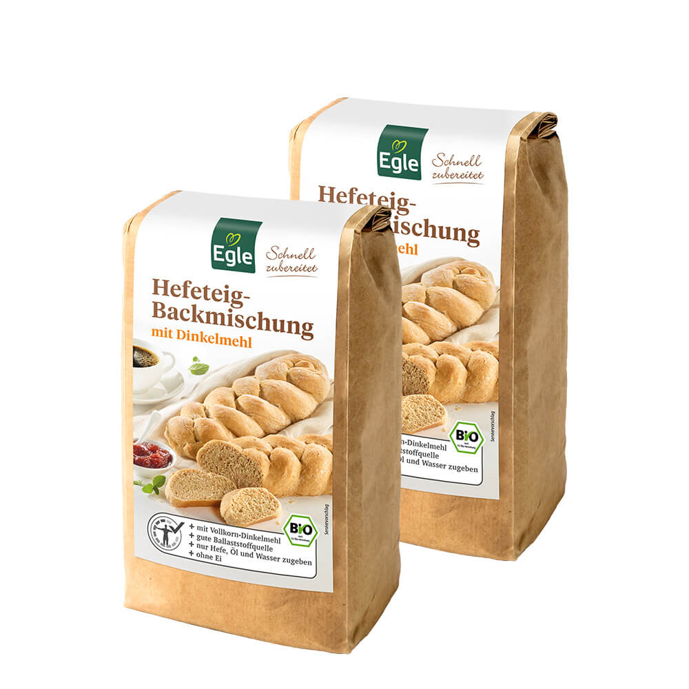 Bio Hefeteig-Backmischung, 2 x 500 g