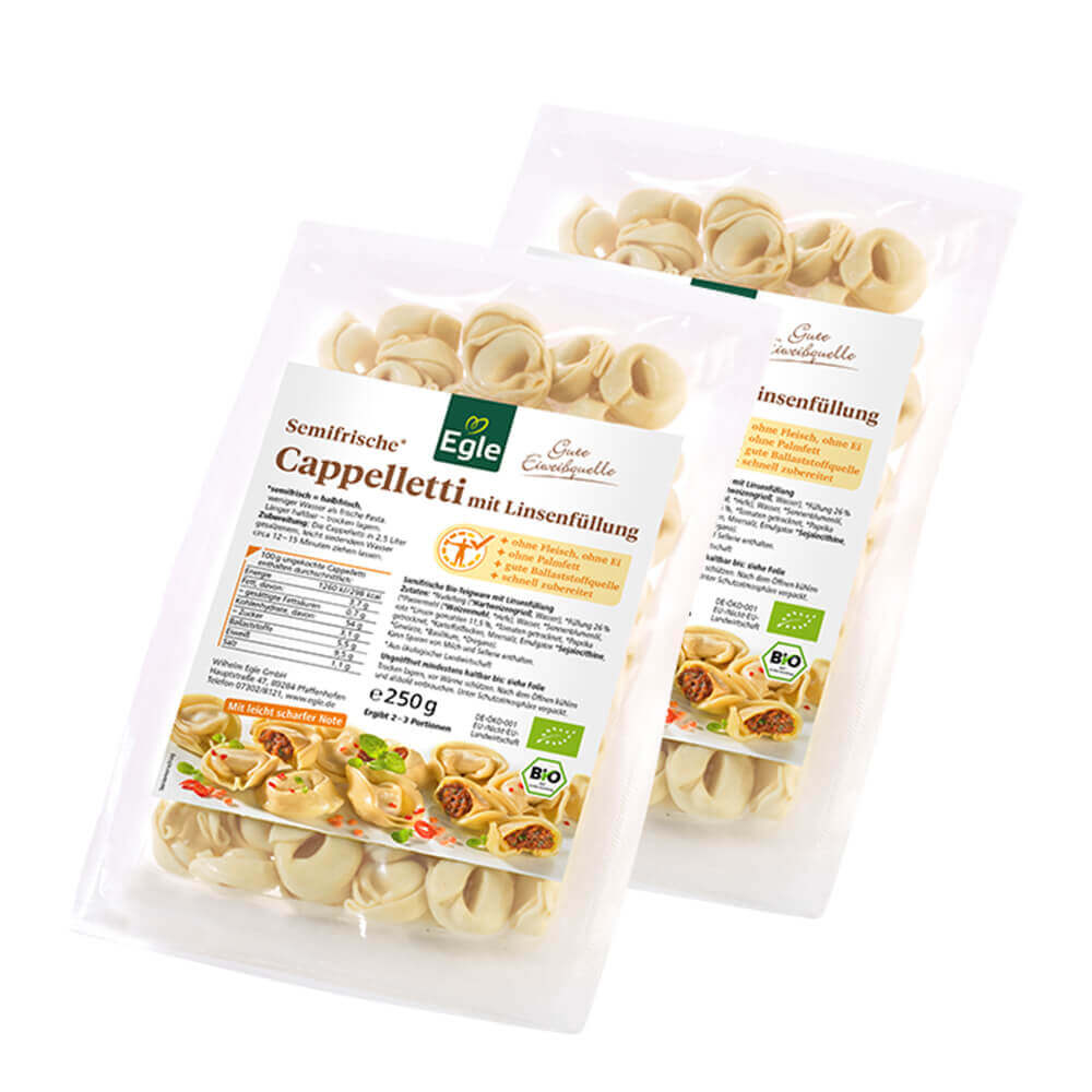 Bio Cappelletti mit Linsenfüllung, 2 x 250 g  