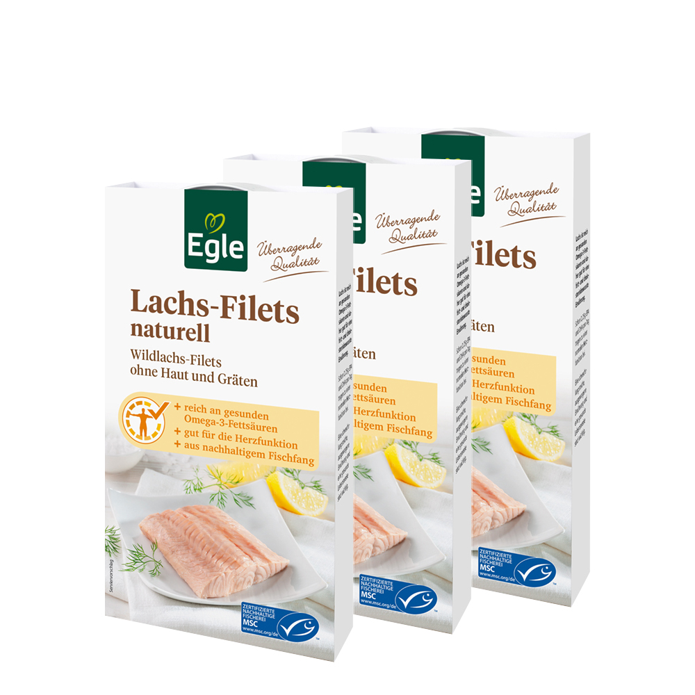 Lachsfilets naturell 3 x 190 g