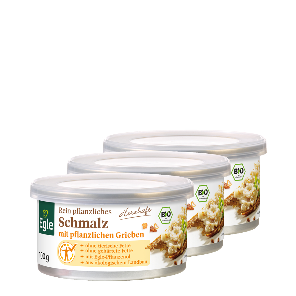 Pflanzliches Bio Schmalz mit pflanzlichen Grieben 3 x 100 g