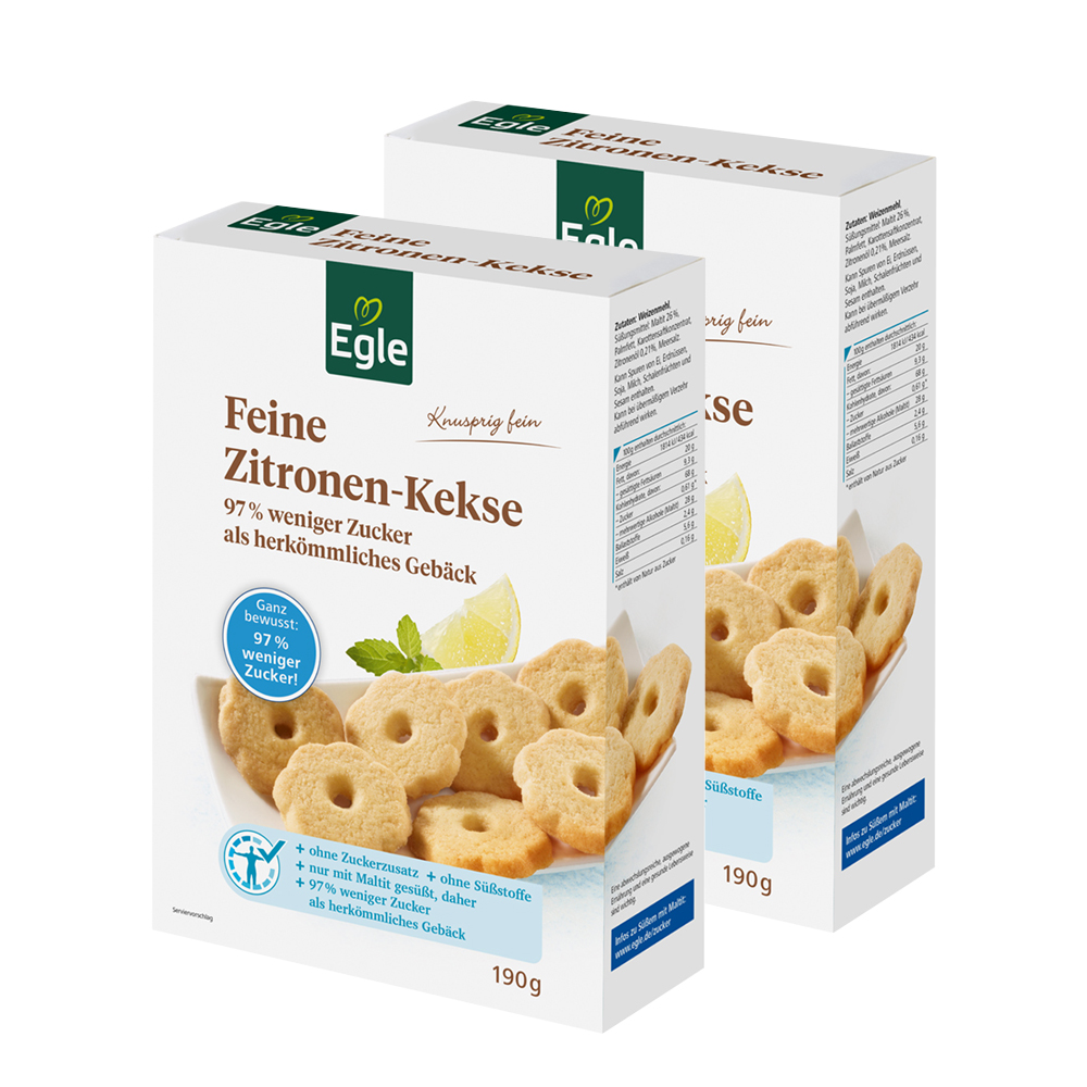 Zuckerreduzierte Zitronenkekse, 2 x 190 g