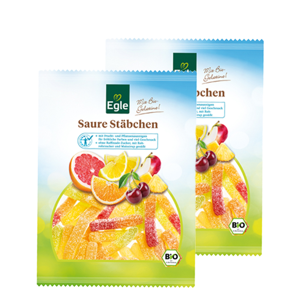 Bio Fruchtgummi Saure Stäbchen, 2 x 250 g