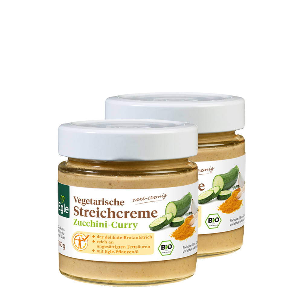 Vegetarische Bio Streichcreme Zucchini-Curry, 2 x 180 g