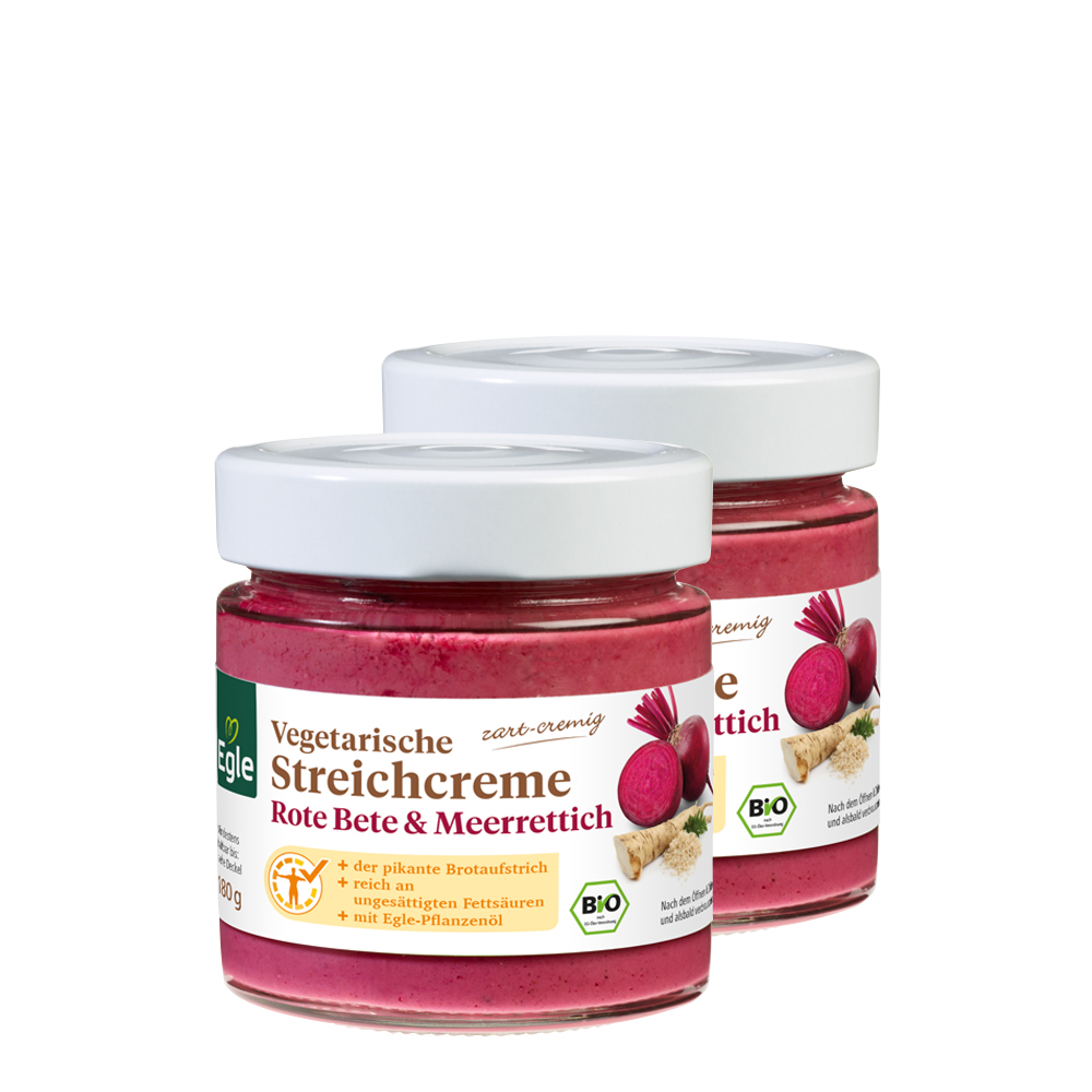 Vegetarische Bio Streichcreme Rote Bete & Meerrettich, 2 x 180 g
