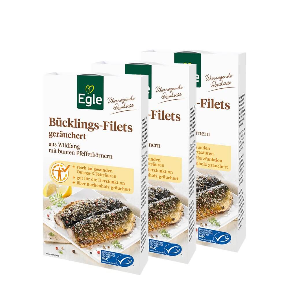 Bücklings-Filet geräuchert, 3 x 190 g