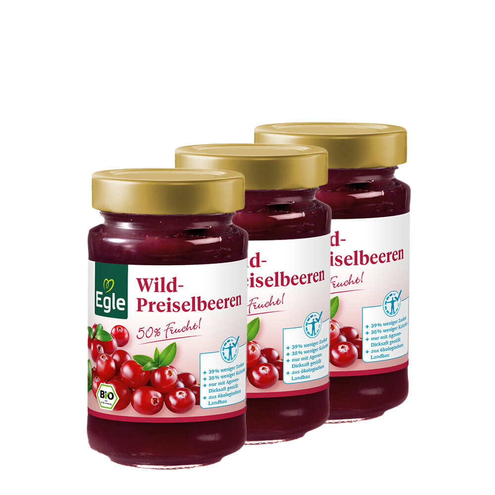 Bio Wild-Preiselbeeren, 3 x 240 g