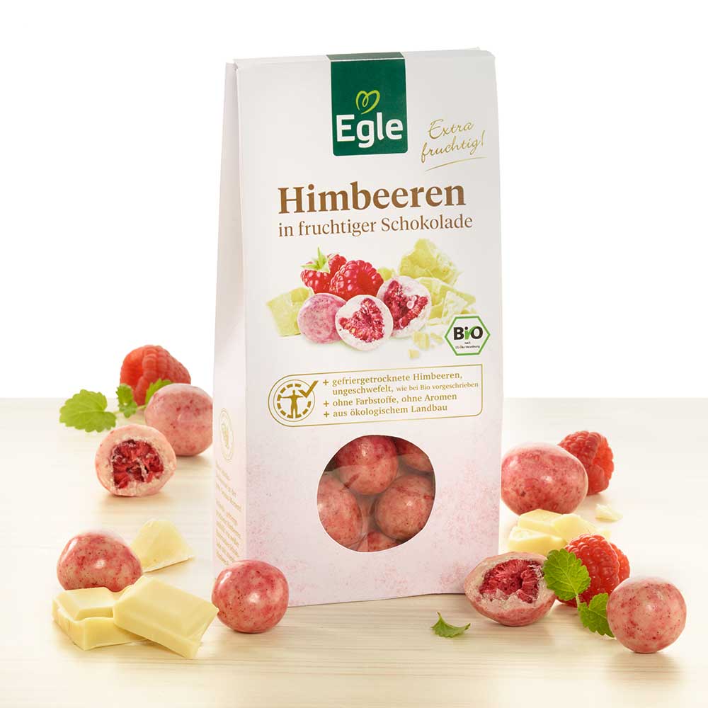 Bio Himbeeren in fruchtiger Schokolade,  2 x 90 g