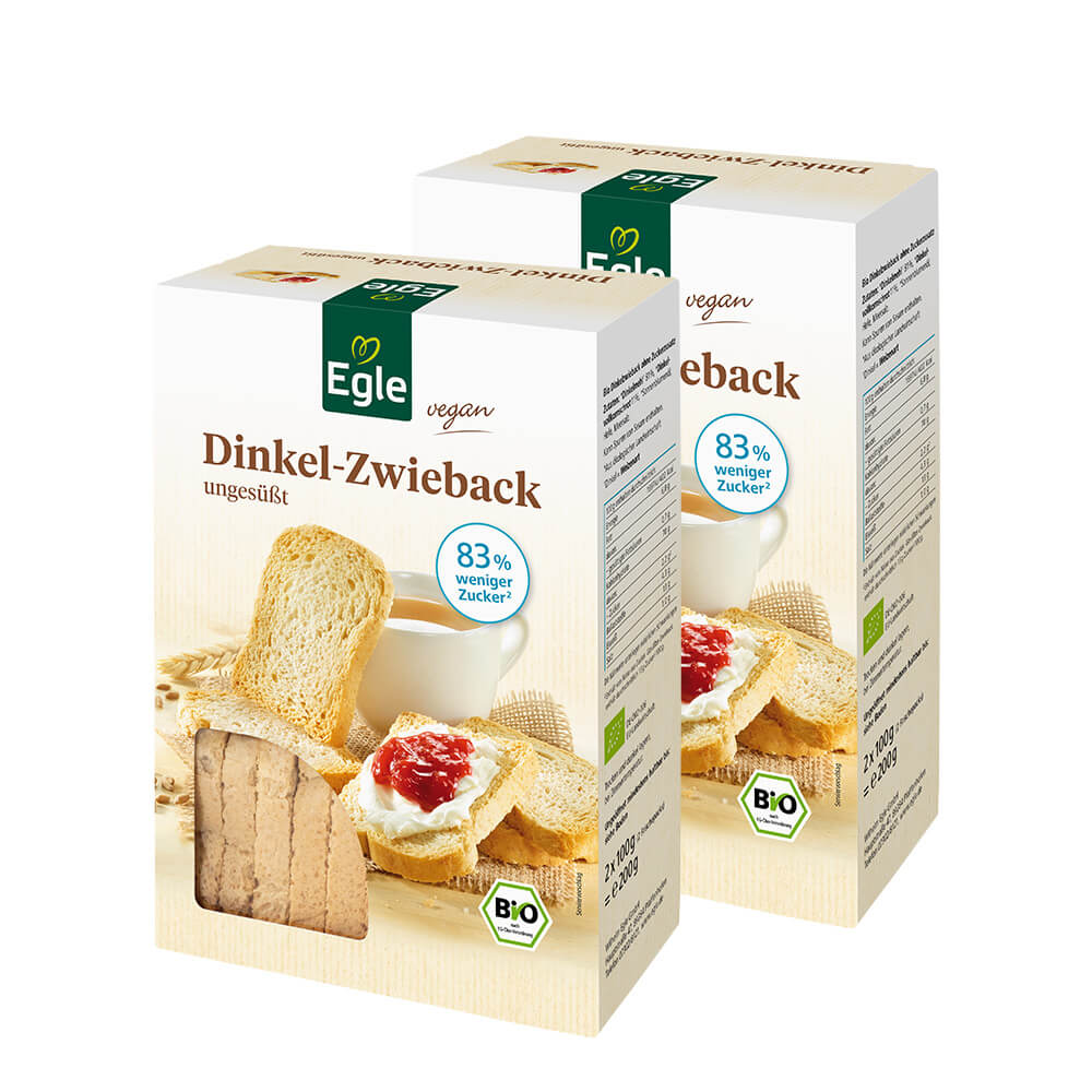 Bio Dinkel-Zwieback, 2 x 200 g
