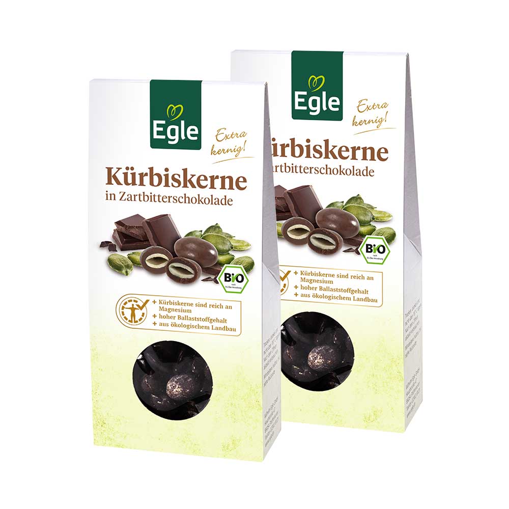 Bio Kürbiskerne in Zartbitterschokolade,  2 x 90 g